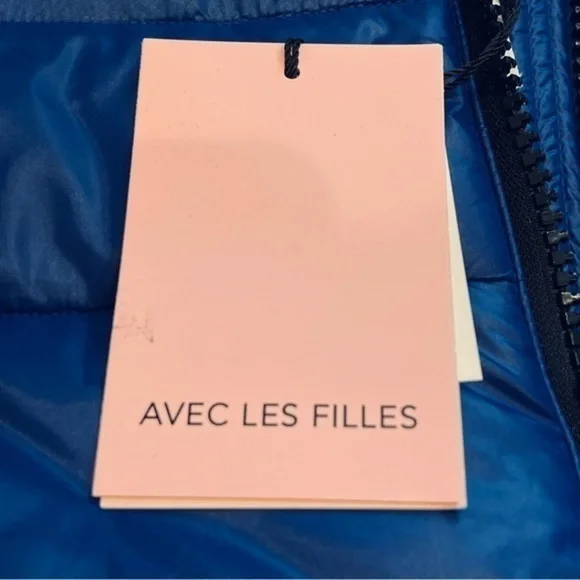 Avec Les Filles Vest Women’s Large Navy Metallic Blue Puffer Quilted Cabinco NWT - Picture 5 of 13